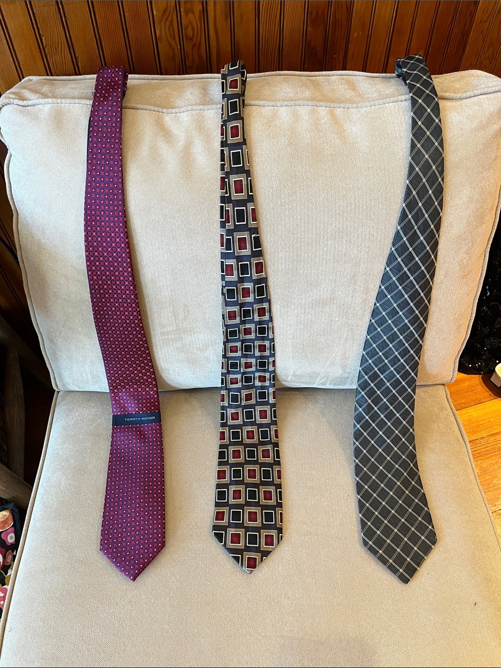 Tommy Hilfiger Three-Piece Assorted Pattern Tie Set - Burgundy, Black, Gray